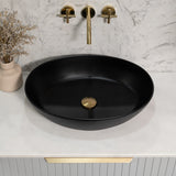 Byron Egg Oval 540mm x 400mm Artificial Stone Above-Counter Basin, Matte Black