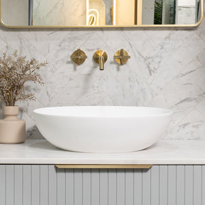 Byron Egg Oval 540mm x 400mm Artificial Stone Above-Counter Basin, Matte White