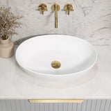 Byron Egg Oval 540mm x 400mm Artificial Stone Above-Counter Basin, Matte White