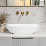 Byron Egg Oval 580mm x 350mm Artificial Stone Above-Counter Basin, Gloss White