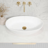 Byron Egg Oval 580mm x 350mm Artificial Stone Above-Counter Basin, Gloss White
