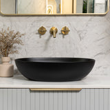 Byron Egg Oval 580mm x 350mm Artificial Stone Above-Counter Basin, Matte Black
