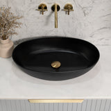 Byron Egg Oval 580mm x 350mm Artificial Stone Above-Counter Basin, Matte Black