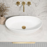 Byron Egg Oval 580mm x 350mm Artificial Stone Above-Counter Basin, Matte White