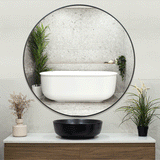 Round 600mm Framed Mirror with Matte Black Frame *Clearance Stock*