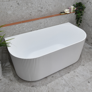 Brighton Groove 1700mm Fluted Oval Freestanding Back to Wall Bath, Matte White *Clearance Stock*