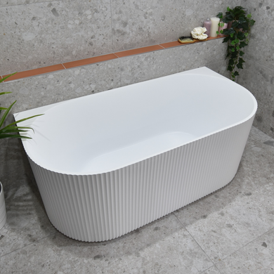 Brighton Groove 1700mm Fluted Oval Freestanding Back to Wall Bath, Gloss White | *Clearance Stock* |