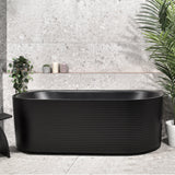 Brighton Corrugated 1500mm Ribbed Back to Wall Freestanding Bath, Matte Black *Clearance Stock*
