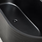 Brighton Corrugated 1700mm Ribbed Back to Wall Freestanding Bath, Matte Black *Clearance Stock*