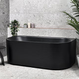 Brighton Corrugated 1500mm Ribbed Back to Wall Freestanding Bath, Matte Black *Clearance Stock*