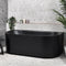 Brighton Corrugated 1500mm Ribbed Back to Wall Freestanding Bath, Matte Black