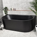 Brighton Corrugated 1500mm Ribbed Back to Wall Freestanding Bath, Matte Black *Clearance Stock*