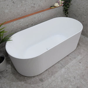 Brighton Groove 1500mm Fluted Oval Freestanding Bath, Gloss White *Clearance Stock*