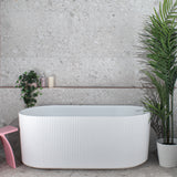 *CLEARANCE STOCK* Brighton Groove 1500mm Fluted Oval Freestanding Bath, Matte White