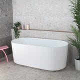**CLEARANCE STOCK Brighton Groove 1500mm Fluted Oval Freestanding Bath, Gloss White