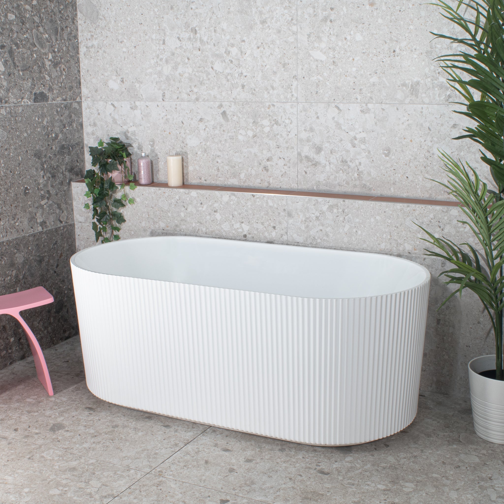 *CLEARANCE STOCK* Brighton Groove 1500mm Fluted Oval Freestanding Bath ...