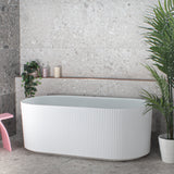 **CLEARANCE STOCK Brighton Groove 1500mm Fluted Oval Freestanding Bath, Gloss White