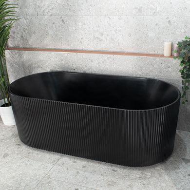 Brighton Groove 1700mm Fluted Oval Freestanding Bath, Matte Black *Clearance Stock*