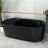 Brighton Groove 1700mm Fluted Oval Freestanding Bath, Matte Black *Clearance Stock*