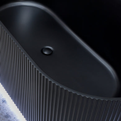 Brighton Groove 1500mm Fluted Oval Freestanding Bath, Matte Black *Clearance Stock*