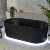 Brighton Groove 1700mm Fluted Oval Freestanding Bath, Matte Black *Clearance Stock*
