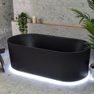 Brighton Groove 1700mm Fluted Oval Freestanding Bath, Matte Black *Clearance Stock*