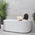 Brighton Corrugated 1700mm Ribbed Back to Wall Freestanding Bath, Matte White *Clearance Stock*