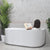 Brighton Corrugated 1700mm Ribbed Back to Wall Freestanding Bath, Matte White
