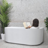 Brighton Corrugated 1500mm Ribbed Back to Wall Freestanding Bath, Gloss White *Clearance Stock*