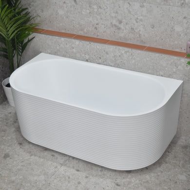 Brighton Corrugated 1500mm Ribbed Back to Wall Freestanding Bath, Gloss White *Clearance Stock*