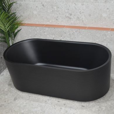 Brighton Corrugated 1500mm Ribbed Oval Freestanding Bath, Matte Black *Clearance Stock*