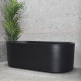 Brighton Corrugated 1500mm Ribbed Oval Freestanding Bath, Matte Black *Clearance Stock*