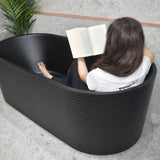 Brighton Corrugated 1500mm Ribbed Oval Freestanding Bath, Matte Black *Clearance Stock*