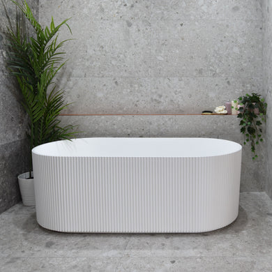 **CLEARANCE STOCK Brighton Groove 1700mm Fluted Oval Freestanding Bath, Gloss White