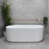 **CLEARANCE STOCK Brighton Groove 1500mm Fluted Oval Freestanding Bath, Gloss White
