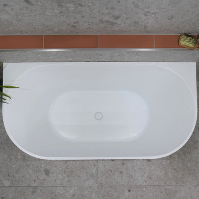 Brighton Groove 1700mm Fluted Oval Freestanding Back to Wall Bath, Gloss White | *Clearance Stock* |