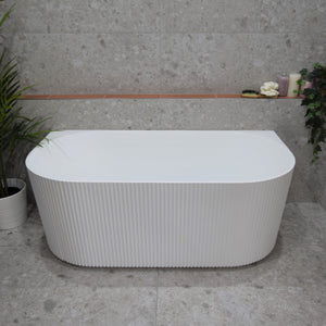 Brighton Groove 1700mm Fluted Oval Freestanding Back to Wall Bath, Gloss White *Clearance Stock*