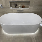 Brighton Groove 1500mm Fluted Oval Freestanding Bath with LED Lights, Gloss White