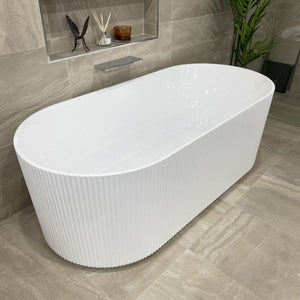 Brighton Groove 1700mm Fluted Oval Freestanding Bath, Gloss White *Clearance Stock*