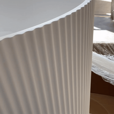 **CLEARANCE STOCK Brighton Groove 1500mm Fluted Oval Freestanding Bath, Gloss White