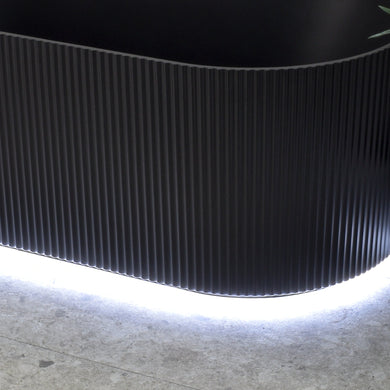 Brighton Groove 1700mm Fluted Oval Freestanding Back to Wall Bath, Matte Black