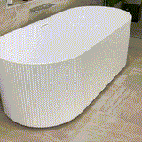 Brighton Groove 1500mm Fluted Oval Freestanding Bath with LED Lights, Gloss White