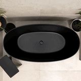 Byron Egg 1400mm Oval Artificial Stone Freestanding Bath, Matte Black
