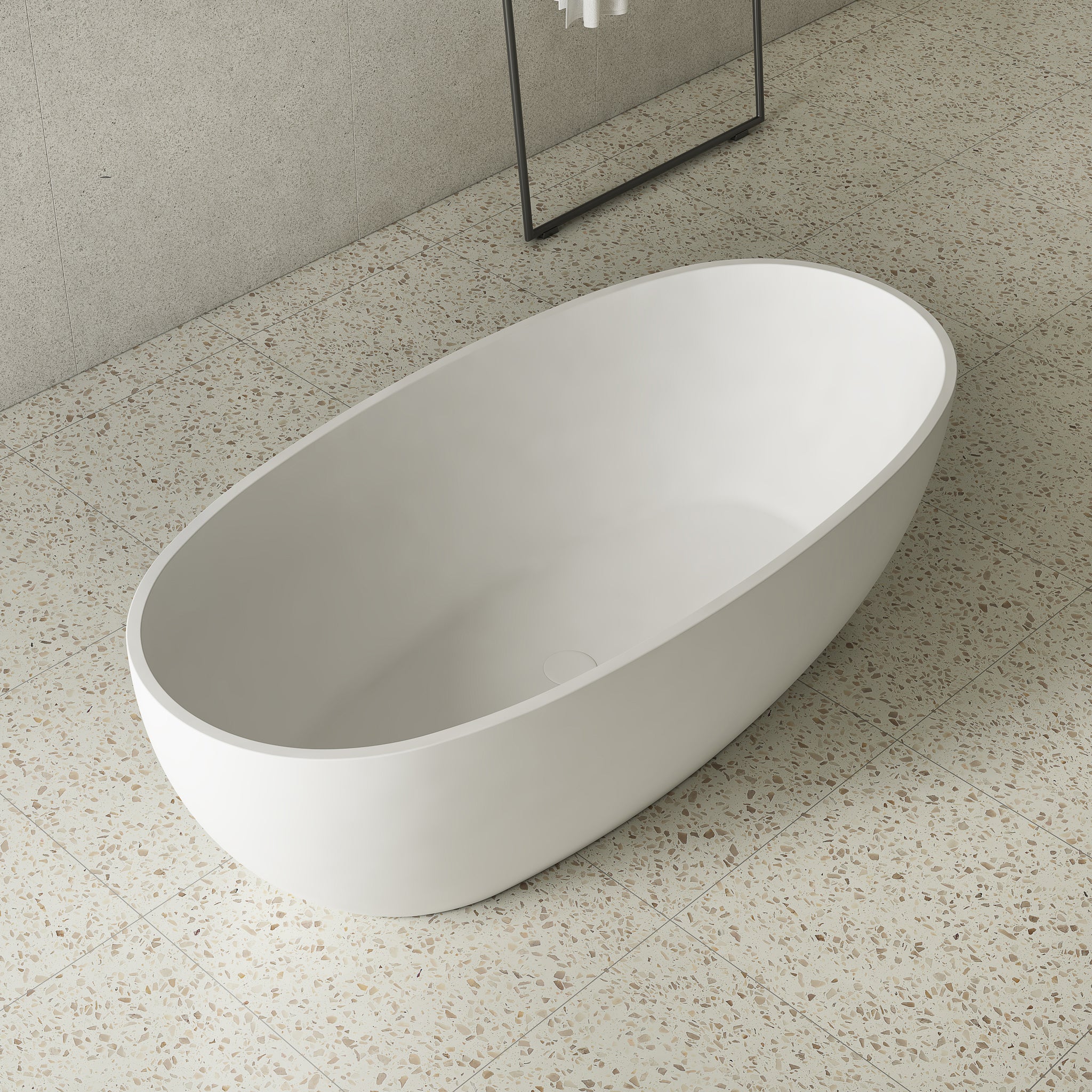 Byron Egg 1500mm Oval Freestanding Bath, Gloss White