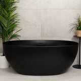 Byron Egg 1400mm Oval Artificial Stone Freestanding Bath, Matte Black