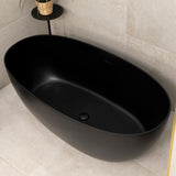 Byron Egg 1400mm Oval Artificial Stone Freestanding Bath, Matte Black