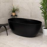 Byron Egg 1400mm Oval Artificial Stone Freestanding Bath, Matte Black