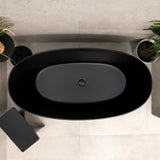 Byron Egg 1400mm Oval Artificial Stone Freestanding Bath, Matte Black