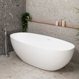 Byron Egg 1700mm Oval Artificial Stone Freestanding Bath, Matte White