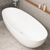 Byron Egg 1700mm Oval Artificial Stone Freestanding Bath, Matte White